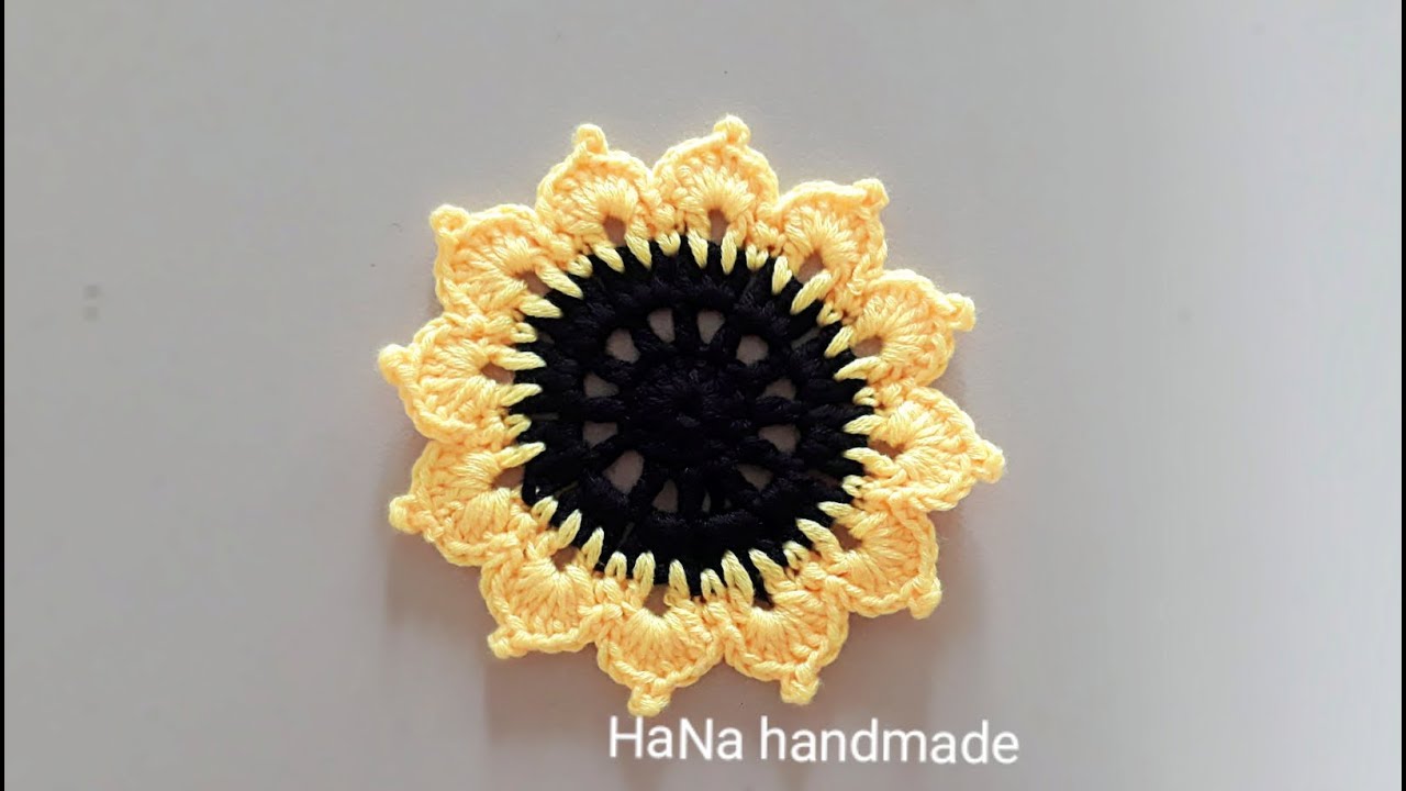 Hướng Dẫn Móc Hoa Hướng Dương Làm Miếng Lót Ly  | Tutorial crochet sunflower coaster | HaNa