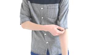 ギンガムチェック 5分袖 ボタンダウンシャツ