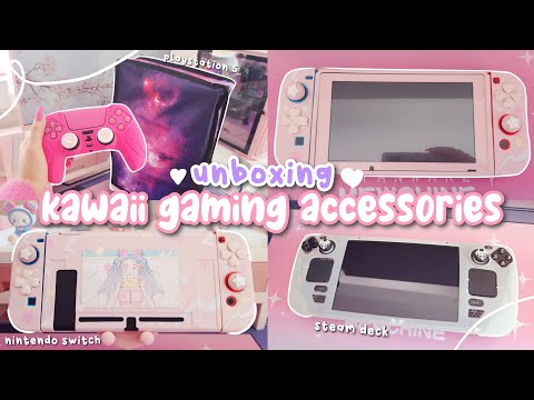 unboxing new kawaii gaming accessories for nintendo switch, steam deck, and ps5 💖🎮 ft. PlayVital