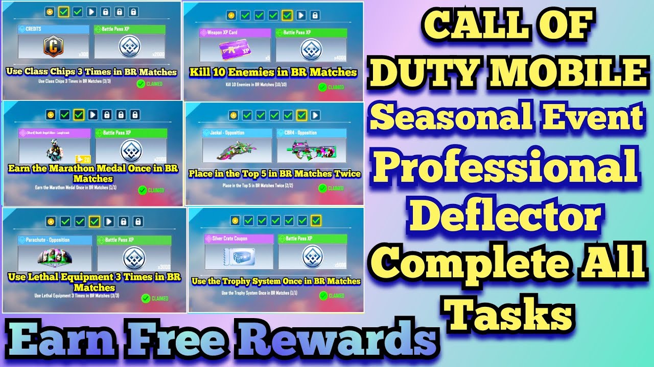 Call Of Duty Mobile Seasonal Event Professional Deflector Complete All Tasks Earn Free Rewards