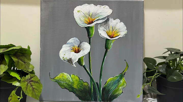 Elegant White Calla Lilies | step-by-step Easy Acrylic Flower Painting