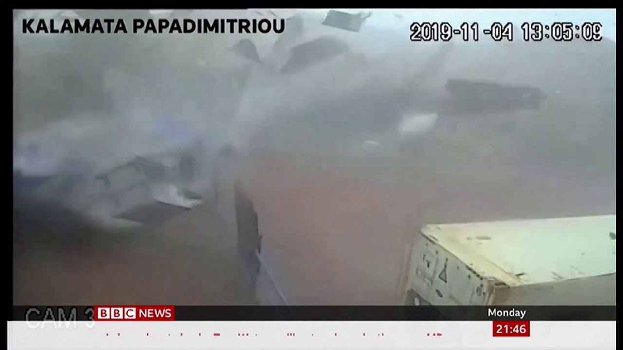 Weather Events 2019 - Tornado in Kalamata (Greece) - BBC News - 6th November 2019