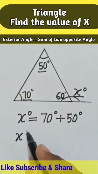 Triangle || Find the value of X (Angle) || @Sky Struggle Education #short
