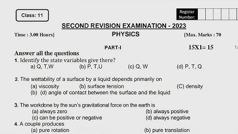 11th physics second revision test question paper english medium #revision #11thphysics #11th