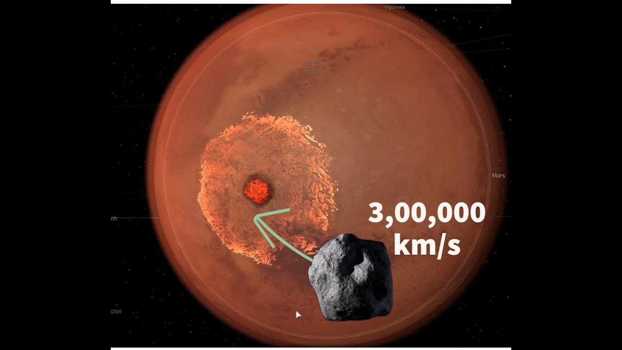 Colliding Asteroid at light speed on Mars ? | universe sandbox - YouTube