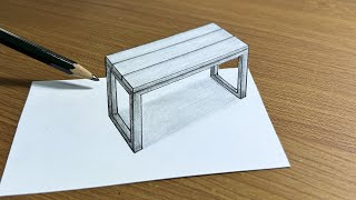 3d drawing on paper | Table 3d drawing with shadow