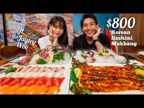 $800 Korean Sashimi Mukbang! ft Jayley Woo    Authentic Korean Sashimi Experience in Singapore!