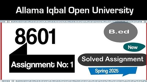 8601 Aiou Solved Assignment 1 | B.Ed(spring 2025) Available