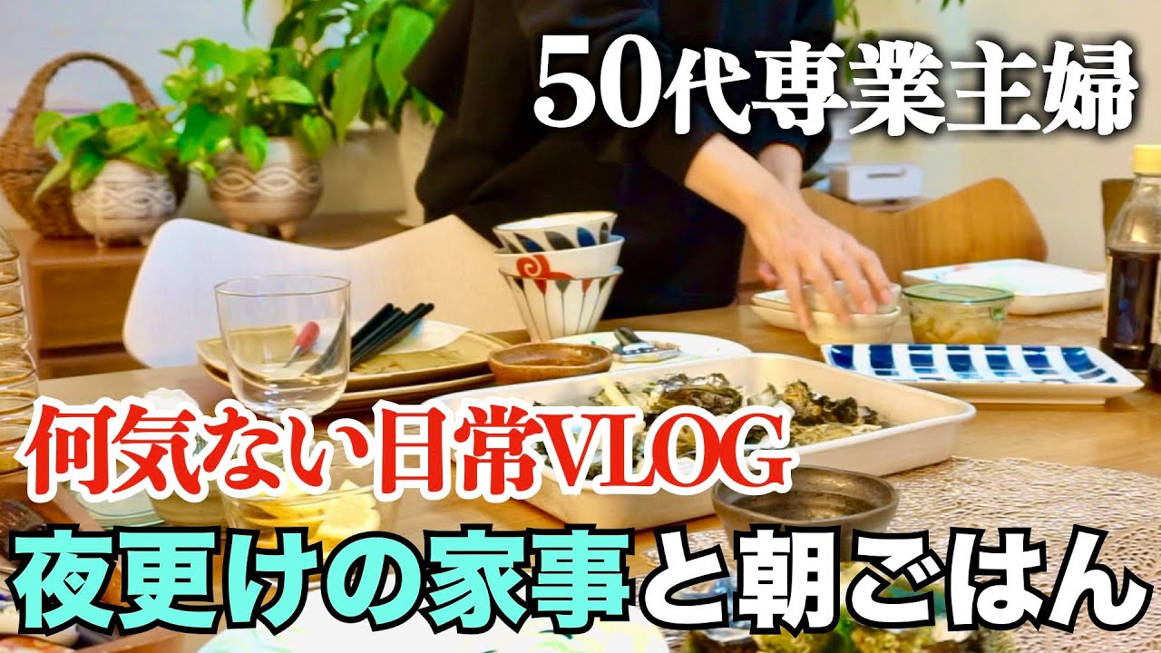 50代専業主婦 ナイトルーティン 編集作業後の夜家事と翌朝ごはん 春休みとある一日 家族水入らずの食卓 大学生料理 夜のキッチンリセット ダイエット中の朝食 愛犬トイプー 何気ない日常vlog Youtube