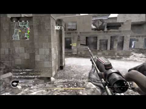 Cod 4 sniping 10 kill streak with a no scope collateral!