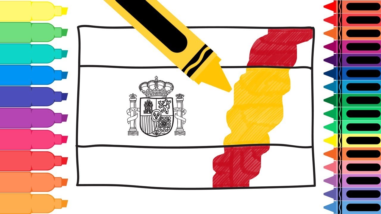 How to Draw Spain Flag Drawing the Spanish Flag Coloring Pages for kids