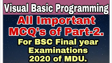 Visual Basic Programming || all Important MCQ