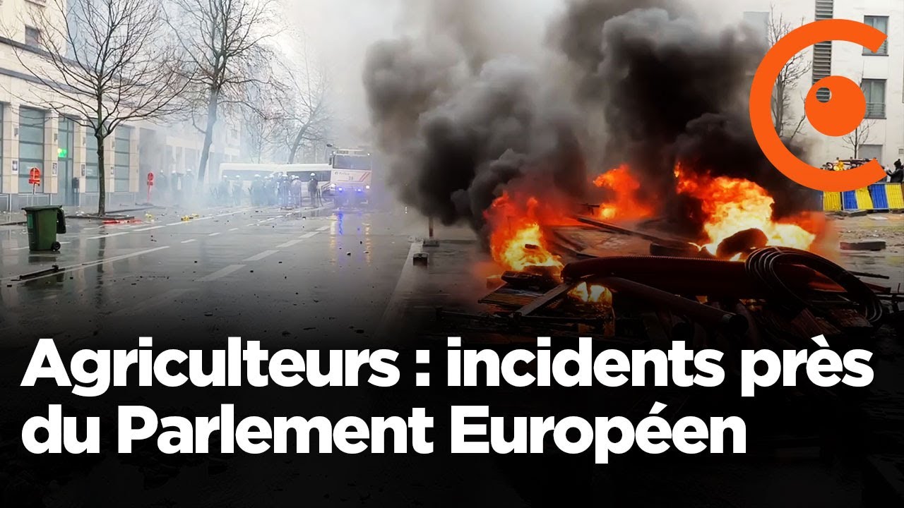 Colère des agriculteurs: incidents proche du Parlement Européen (26 février 2024 Bruxelles Belgique)