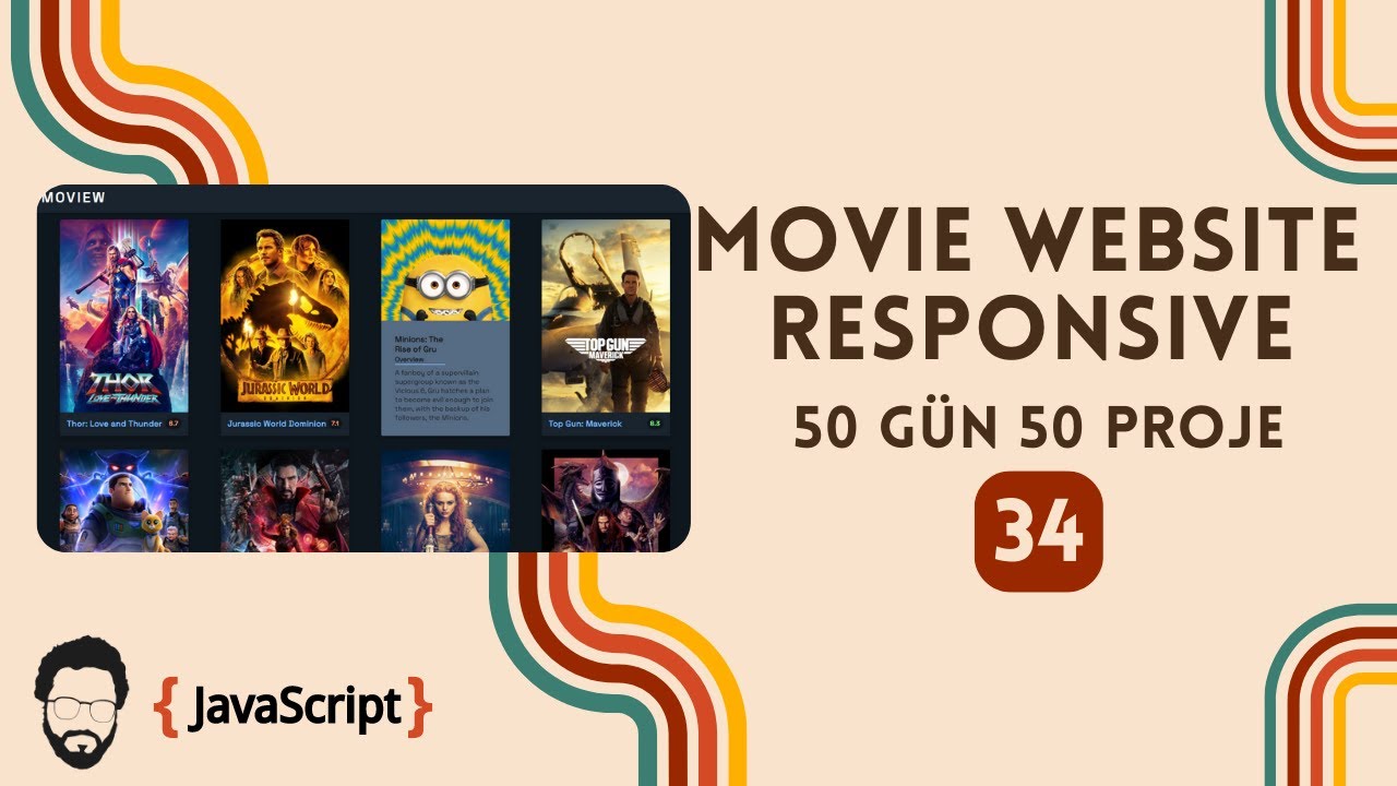 50 Dakika içinde Movie Website - Responsive | JavaScript Fetch API | 50 ...