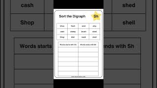 sh digraph worksheets for kids