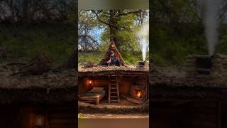 Hidden Underground House in Forest 🏕️ Secret Bushcraft Shelter with Fireplace (No Talking)#survival