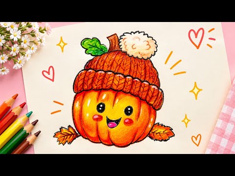How To Draw A Pumpkin Step By Step | Pumpkin Drawing Easy | cute easy drawing