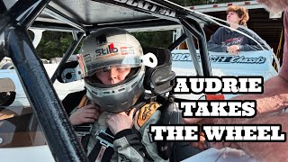 Audrie takes the wheel  racing at Senoia Raceway