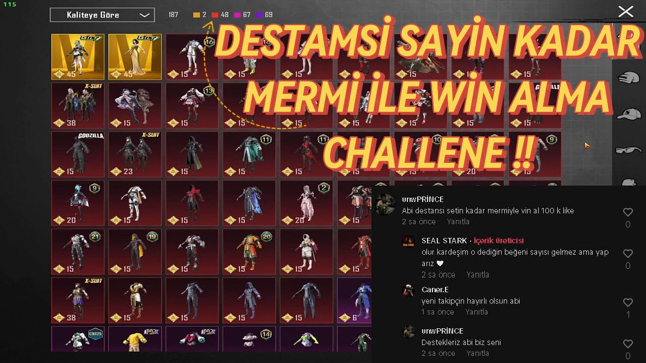 DESTANSİ SETİN KADAR MERMİ İLE WİN ALMA CHALLENGE !! pubgmnextstarprogram 