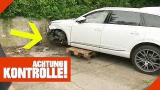 Herausforderung Für Abschlepper Unfall Audi Q7 Ohne Reifen Achtung Kontrolle Kabel Eins