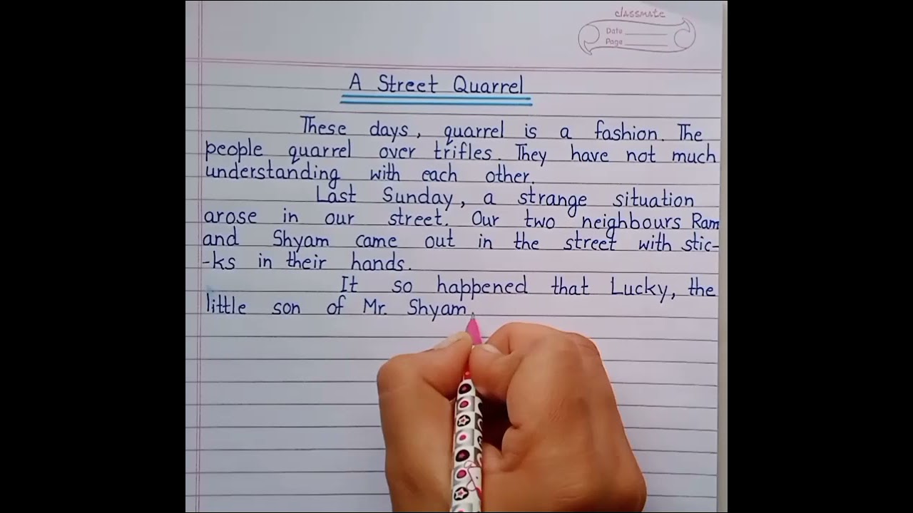 essay on a street quarrel for class 8