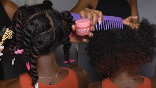 ASMR Styling AC Afro Hair with clips, rat tail comb + detangling and twisting