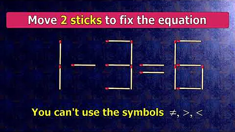 👉 Match puzzle - move 2 matches to make equation 1-3=6 correct | Best matchstick puzzle