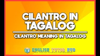 Cilantro In Tagalog – Cilantro Meaning In Tagalog Translation