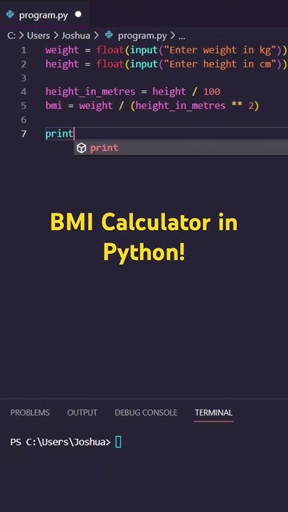 Create SIMPLE BMI Calculator in Python! #shorts #python #programming # ...