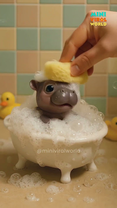 Tiny Hippo’s Adorable Bath Time Cutest Baby Hippo Ever!