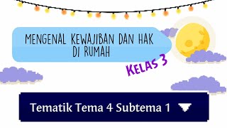 Tematik Kelas 3 Tema 4 Subtema 1 Mengenal Hak dan kewajiban di rumah