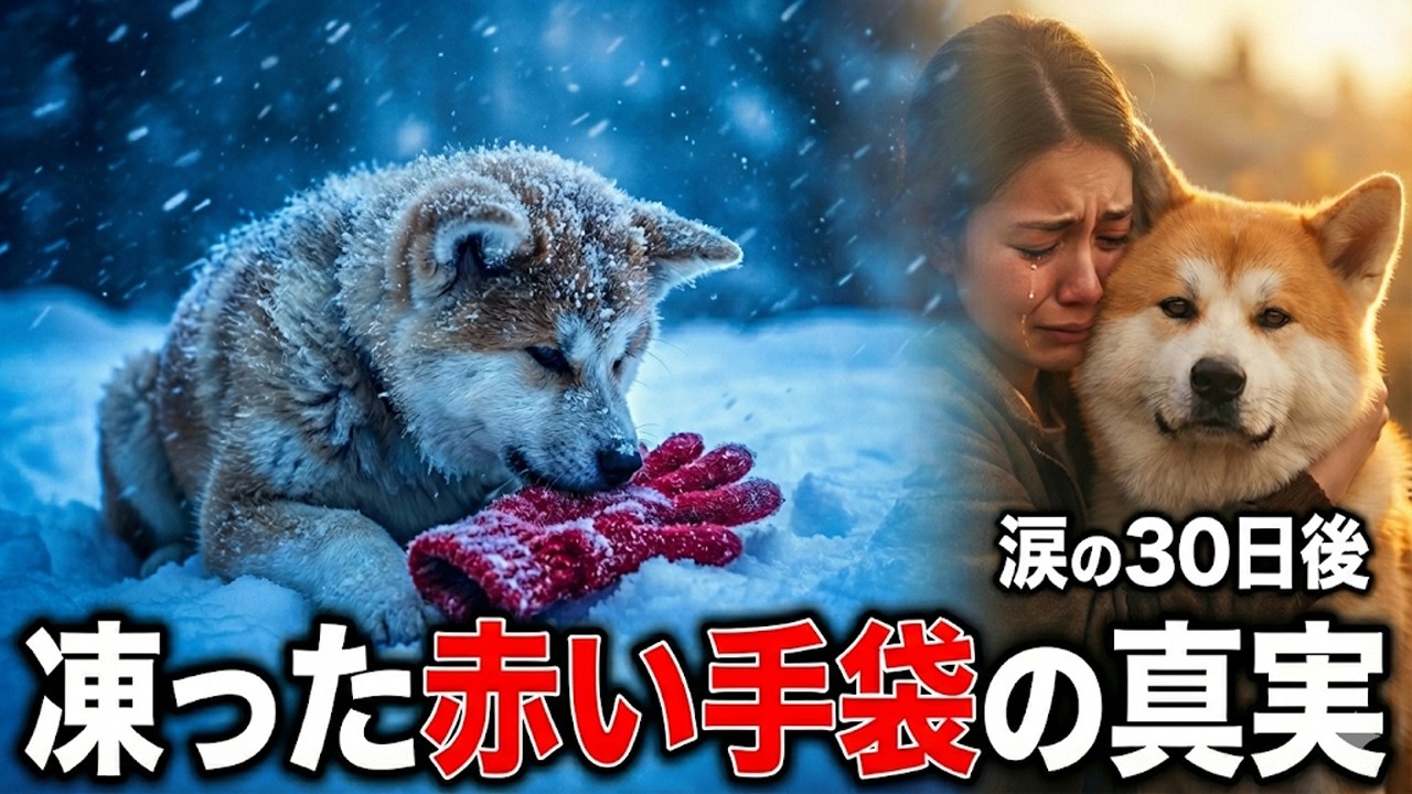 氷点下の雪山、遺体同然で発見された秋田犬の子犬。凍りついた口が離さなかった「赤い手袋」の正体と、30日後に明かされた涙の真実