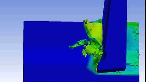 Ansys Workbench explicit dynamics cutting of AlSi 1045 with semi circle chip step example 18