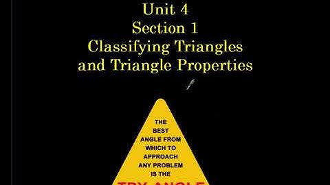 Geometry Unit 4 Section 1 Classify Triangles