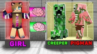 Minecraft GIRL NOOB vs PRO : BRAIN EXCHANGE! GIRL NOOB BECAME a CREEPER AND PIGMAN in Minecraft!