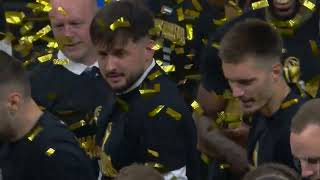 Post-game celebration by Dubai Basketball (Partizan Mozzart Bet – Dubai Basketball, 11.6.2026)