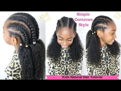 Kids Natural Hair Tutorial Quick Cornrows For Girls Youtube