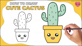 How to Draw a Cute Cactus Easy | StepbyStep | I Heart Art