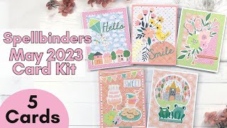 5 Cards | Spellbinders May 2023 Card Kit | Spreading Happiness