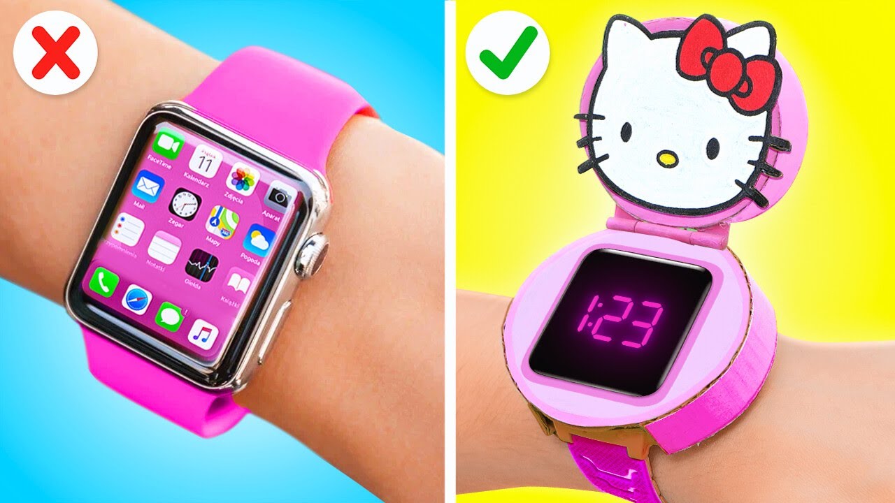MAMA HEEFT DIY HELLO KITTY GADGETS VOOR ME GEMAAKT 💖 Kartonnen knutsels en ouderhacks door 123 GO!