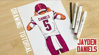 How to draw NFL player Jayden Daniels Washington Commanders