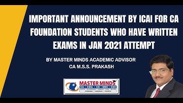 Important Announcement by ICAI for CA Foundation students who have written exams in Jan 2021 attempt