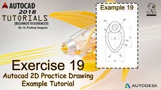 Autocad 2D Practice Drawing | Exercise 19 | Autocad 2D Example Tutorial