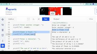 L-4 Write a C program to take input related to different data types, Operators and Expressions in C