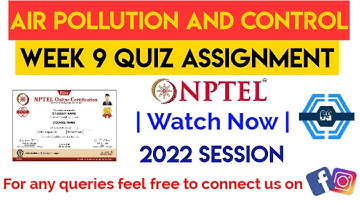 Air Pollution and Control Week 9 Solution | Week 9 Assignment | NPTEL | SWAYAM | Week 9 Solution