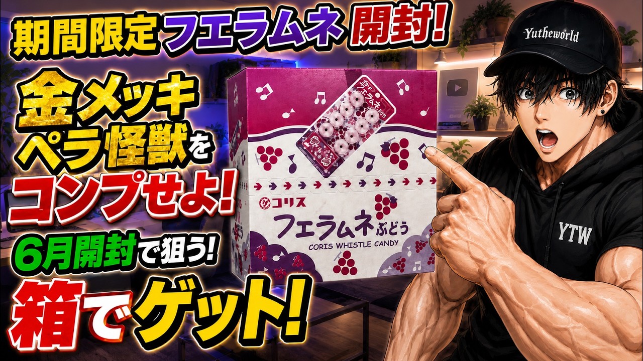 出ろ大当たり！期間限定フエラムネ開封！金メッキペラ怪獣を全種コンプ