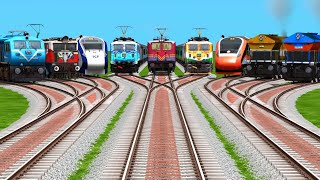 Nine Indian Trains Crossing By Diamond Railroad Tracks | Railway Juctions | Train Simulator Gameplay screenshot 1