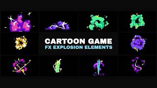Cartoon Game FX Explosion Elements for AI Video (Ae) - 2D Blast Animations