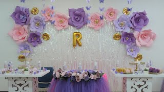 Flor gigante (rosa)Decorando baby Shower / como hacer las plantillas para las flores a papel