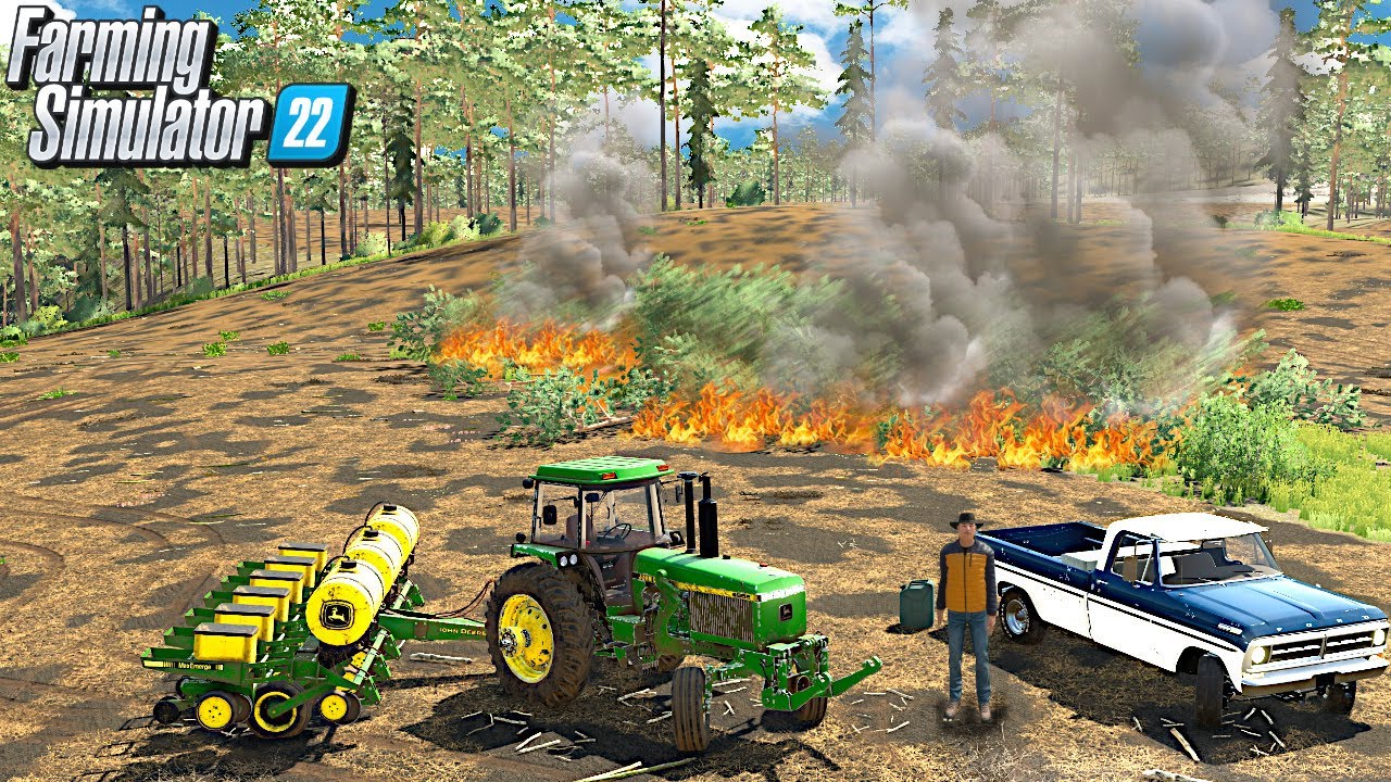 Burning Our Slash Pile with a Huge Bonfire on the Hillbilly Ranch | Farming Simulator 22